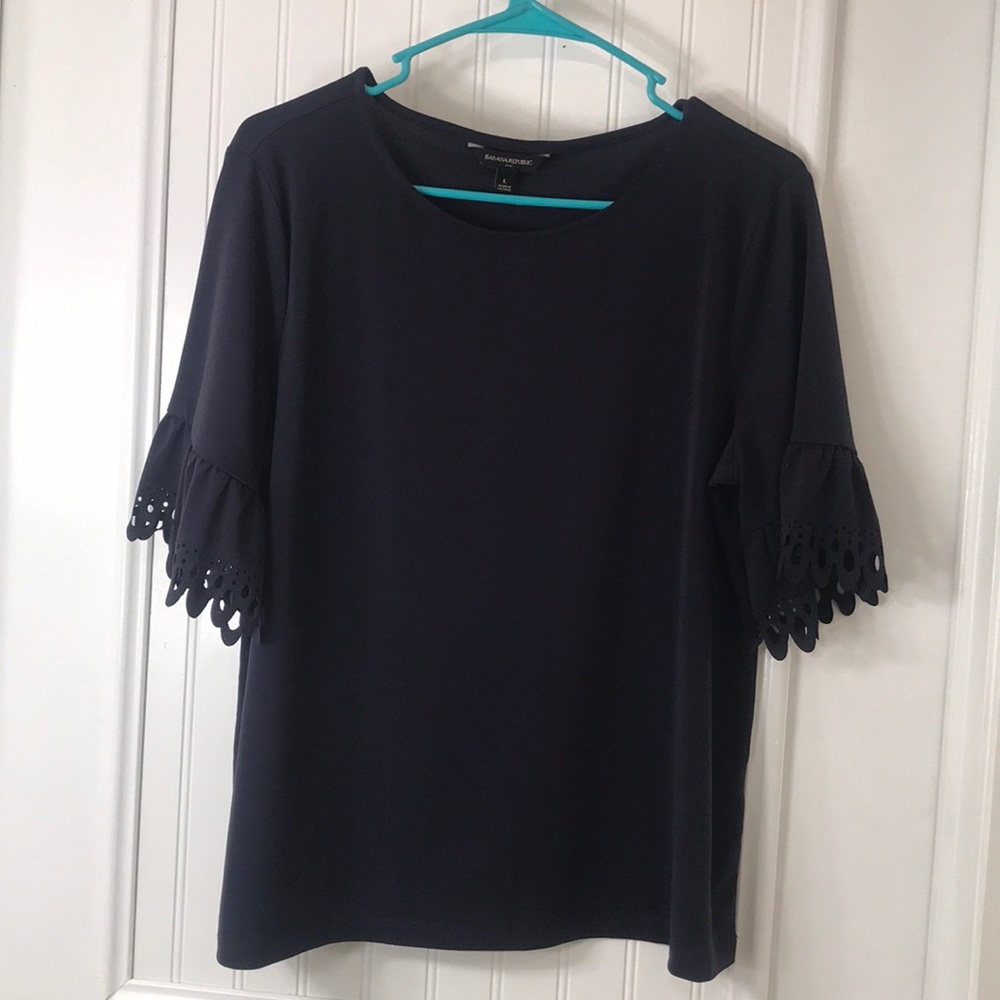 Navy Banana Republic Top Cutout Design 1/2 Sleeve